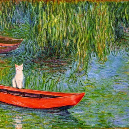 Monet kitten in a row boat