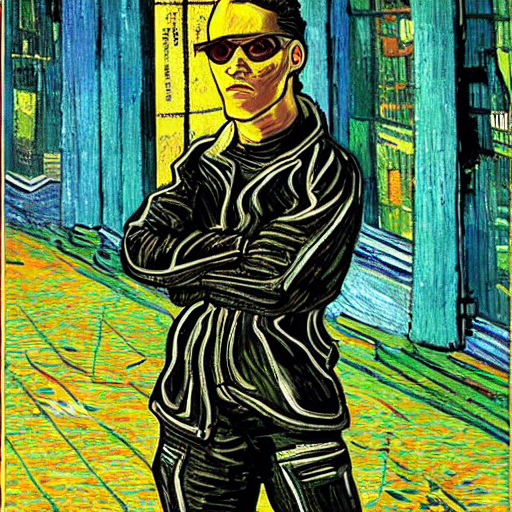 Van Gogh cyberpunk hacker