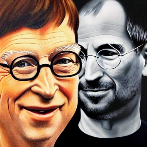 Bill Gates and Steve Jobs oil painting